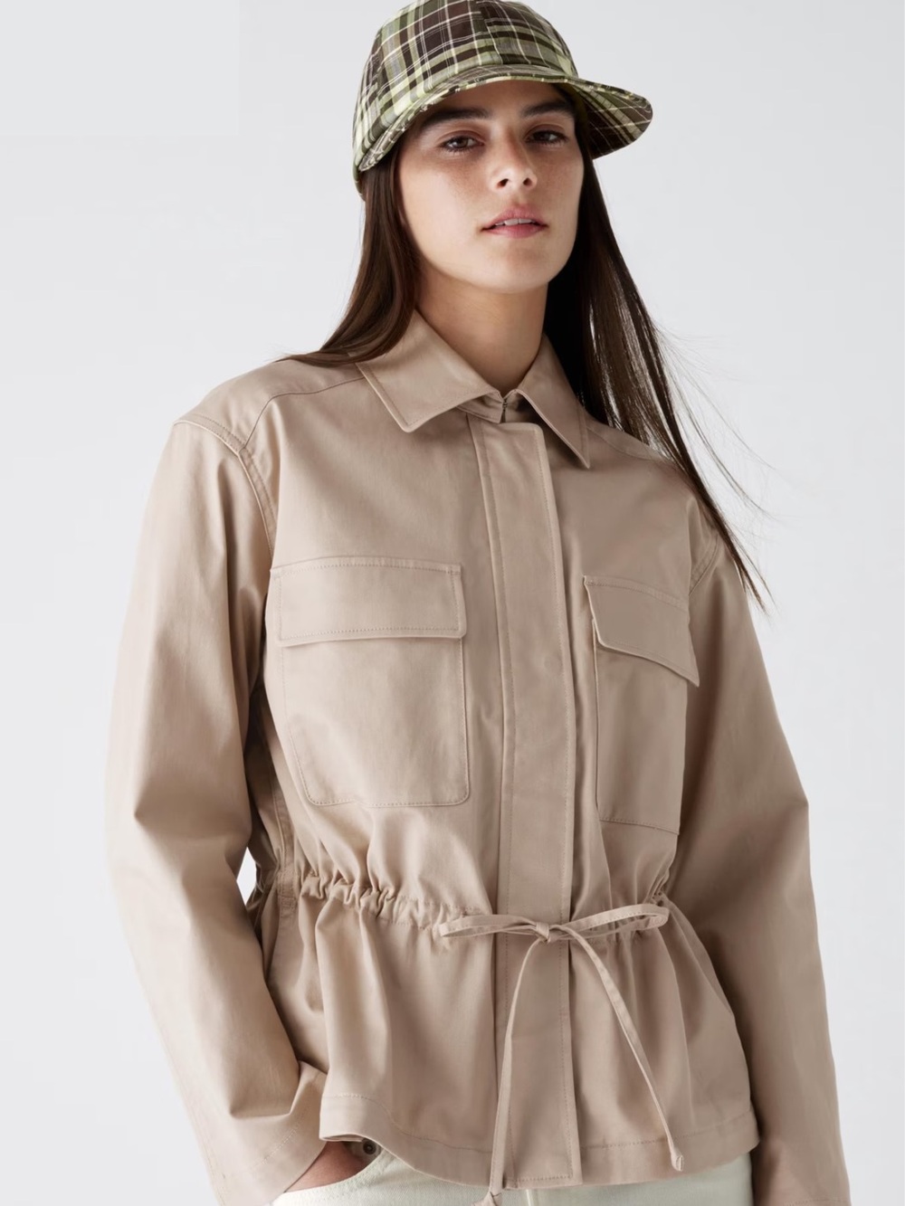 NWTs UNIQLO : C Cotton Blend Drawstring Jacket in Beige Sz L Clare Waight Keller